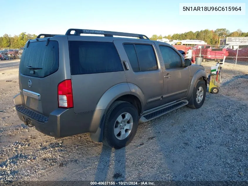 2006 Nissan Pathfinder S VIN: 5N1AR18U96C615964 Lot: 40637155