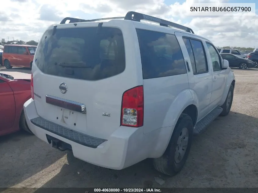 2006 Nissan Pathfinder Se VIN: 5N1AR18U66C657900 Lot: 40638080