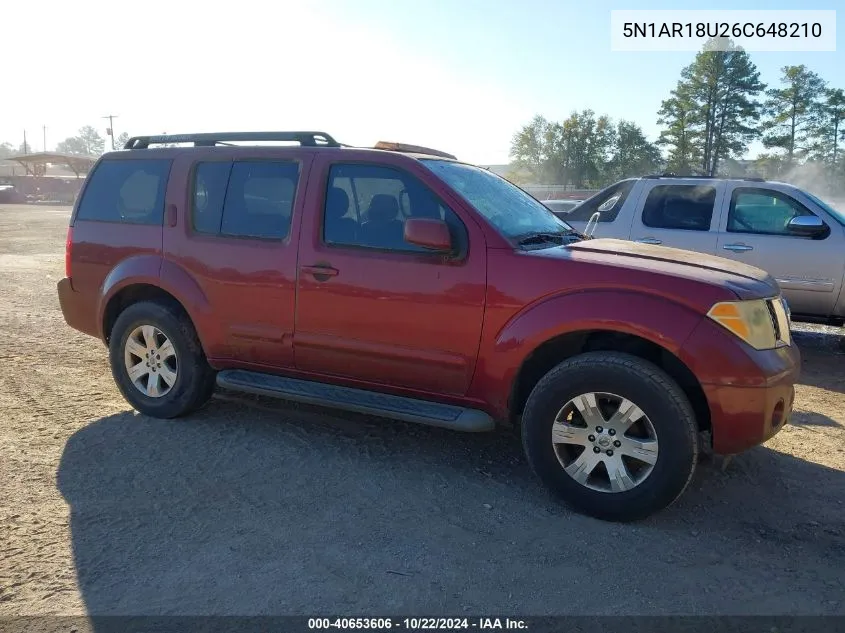 2006 Nissan Pathfinder Le VIN: 5N1AR18U26C648210 Lot: 40653606