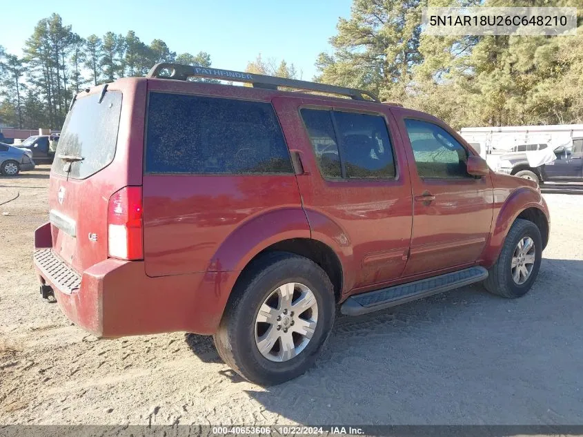 2006 Nissan Pathfinder Le VIN: 5N1AR18U26C648210 Lot: 40653606