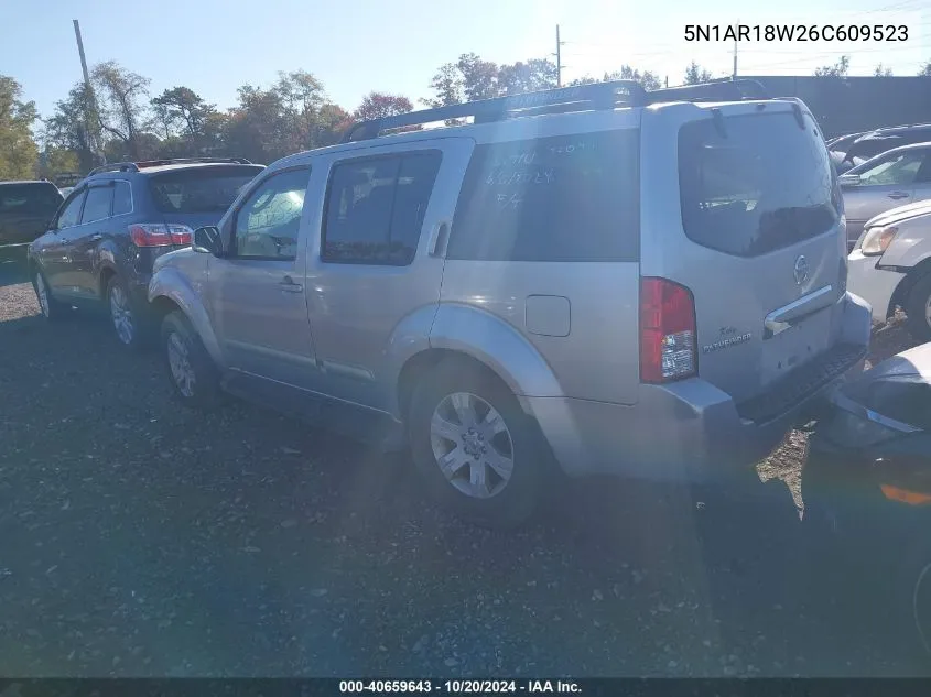 2006 Nissan Pathfinder Le VIN: 5N1AR18W26C609523 Lot: 40659643