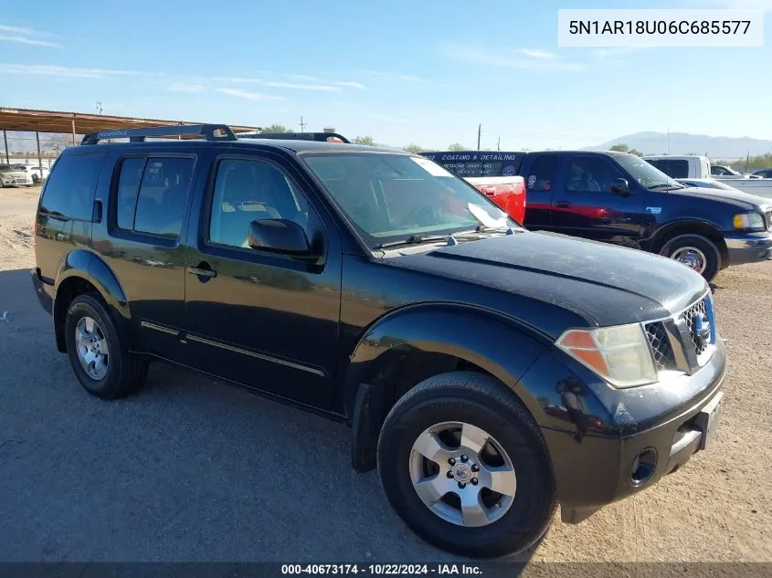 2006 Nissan Pathfinder S VIN: 5N1AR18U06C685577 Lot: 40673174