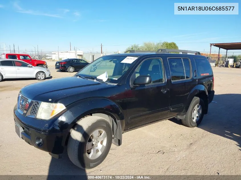 2006 Nissan Pathfinder S VIN: 5N1AR18U06C685577 Lot: 40673174