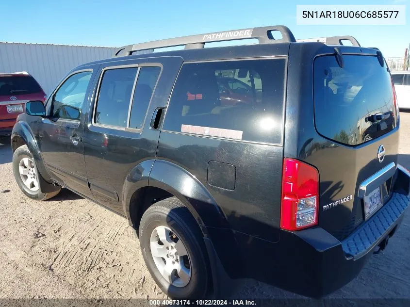 2006 Nissan Pathfinder S VIN: 5N1AR18U06C685577 Lot: 40673174