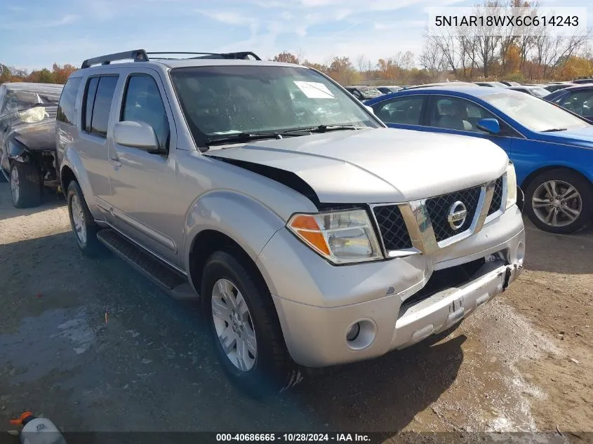 2006 Nissan Pathfinder Le VIN: 5N1AR18WX6C614243 Lot: 40686665