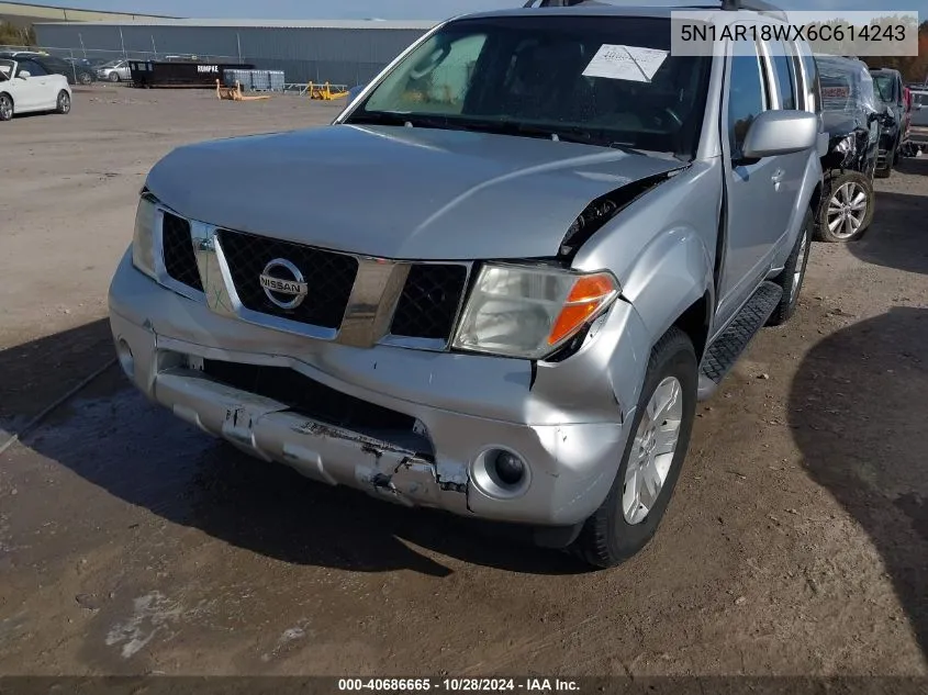 2006 Nissan Pathfinder Le VIN: 5N1AR18WX6C614243 Lot: 40686665