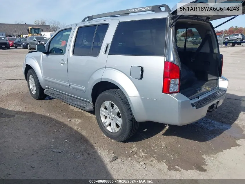 2006 Nissan Pathfinder Le VIN: 5N1AR18WX6C614243 Lot: 40686665