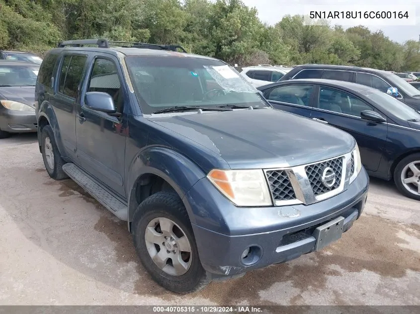 2006 Nissan Pathfinder Se VIN: 5N1AR18U16C600164 Lot: 40705315