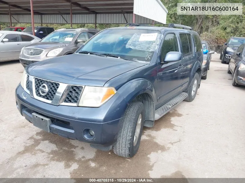 2006 Nissan Pathfinder Se VIN: 5N1AR18U16C600164 Lot: 40705315