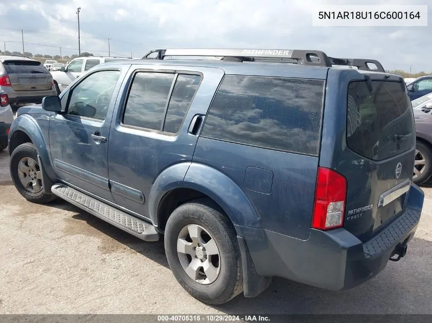 2006 Nissan Pathfinder Se VIN: 5N1AR18U16C600164 Lot: 40705315