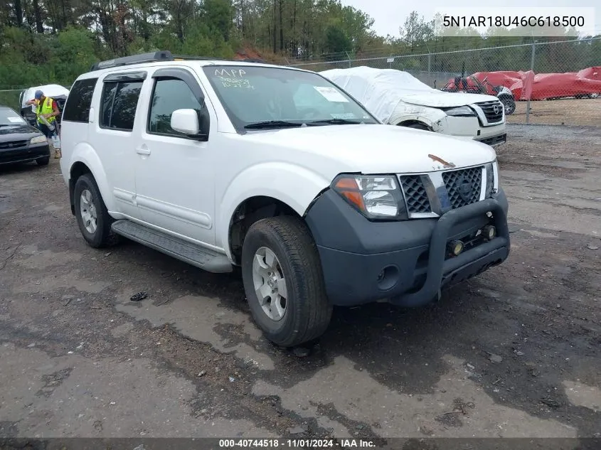 2006 Nissan Pathfinder Se VIN: 5N1AR18U46C618500 Lot: 40744518