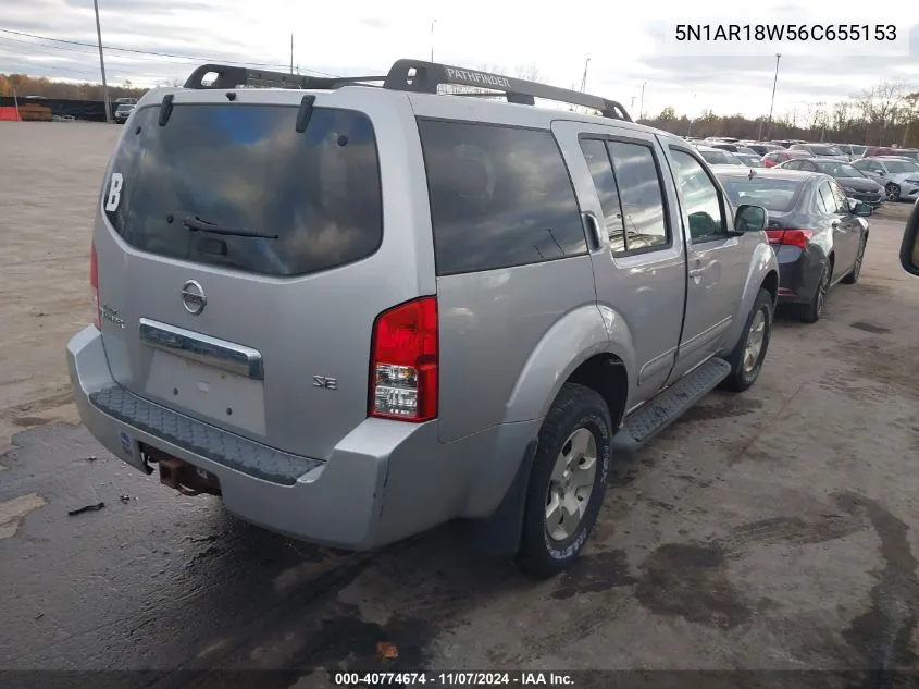 2006 Nissan Pathfinder Se VIN: 5N1AR18W56C655153 Lot: 40774674