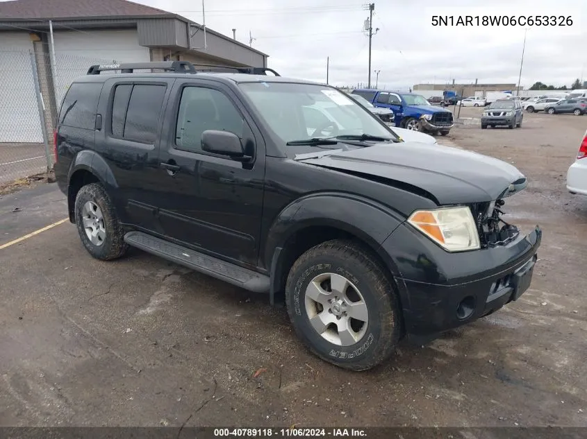 2006 Nissan Pathfinder Se VIN: 5N1AR18W06C653326 Lot: 40789118