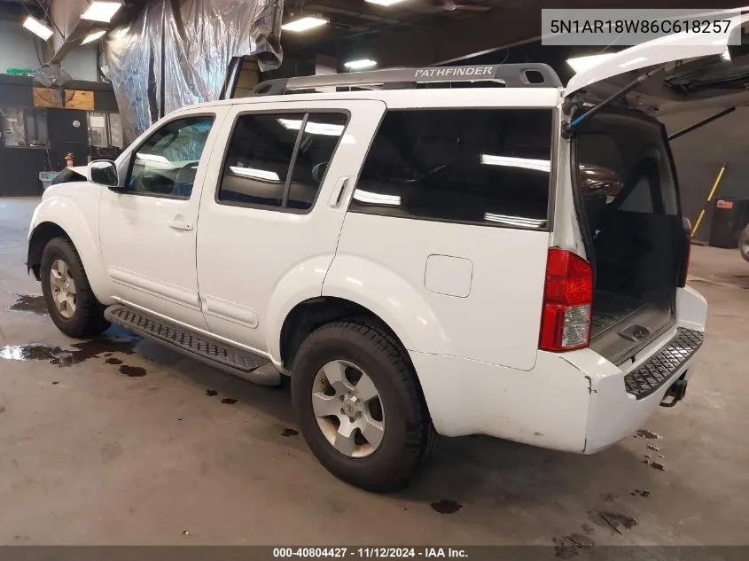 2006 Nissan Pathfinder Se VIN: 5N1AR18W86C618257 Lot: 40804427