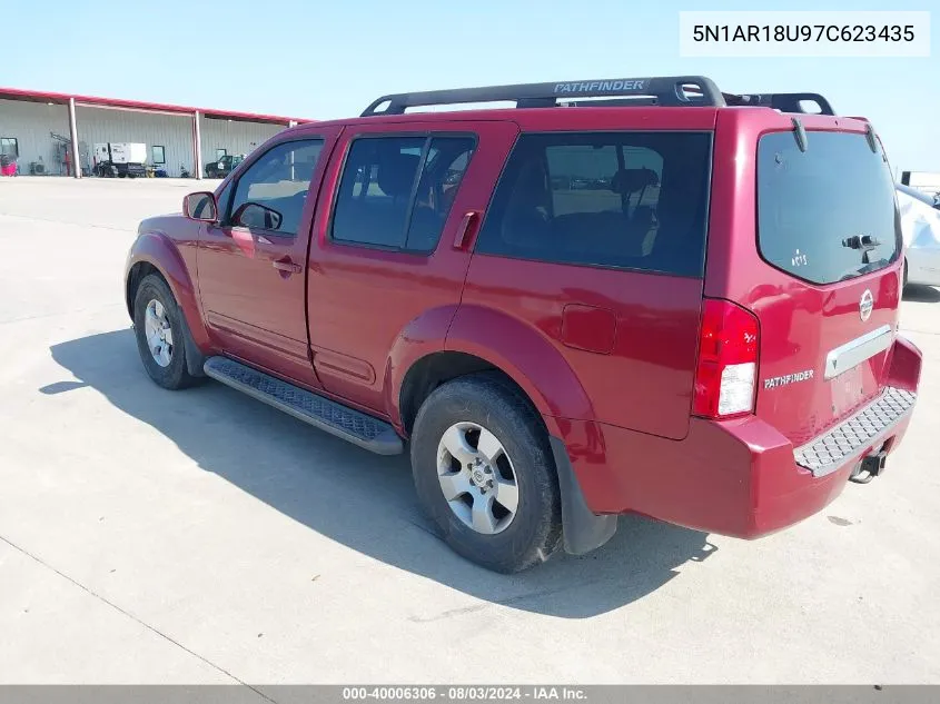 2007 Nissan Pathfinder Se VIN: 5N1AR18U97C623435 Lot: 40006306