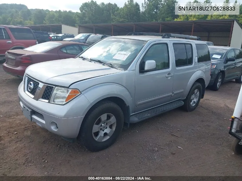 2007 Nissan Pathfinder Se VIN: 5N1AR18U27C628833 Lot: 40163884