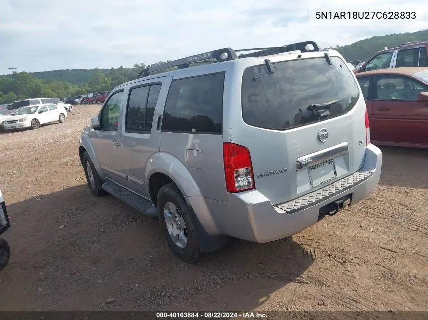 2007 Nissan Pathfinder Se VIN: 5N1AR18U27C628833 Lot: 40163884