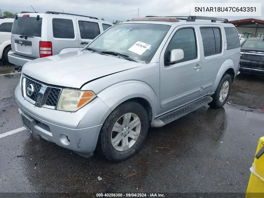 5N1AR18U47C643351 2007 Nissan Pathfinder Le