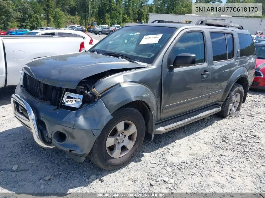 2007 Nissan Pathfinder S VIN: 5N1AR18U77C618170 Lot: 40264406