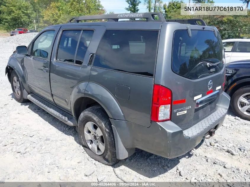 2007 Nissan Pathfinder S VIN: 5N1AR18U77C618170 Lot: 40264406