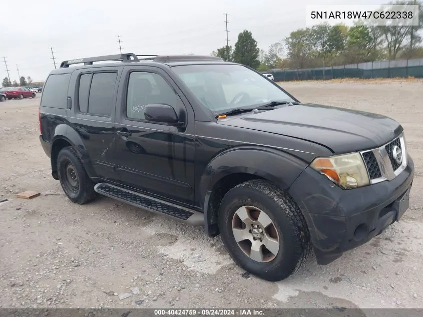 2007 Nissan Pathfinder Se VIN: 5N1AR18W47C622338 Lot: 40424759