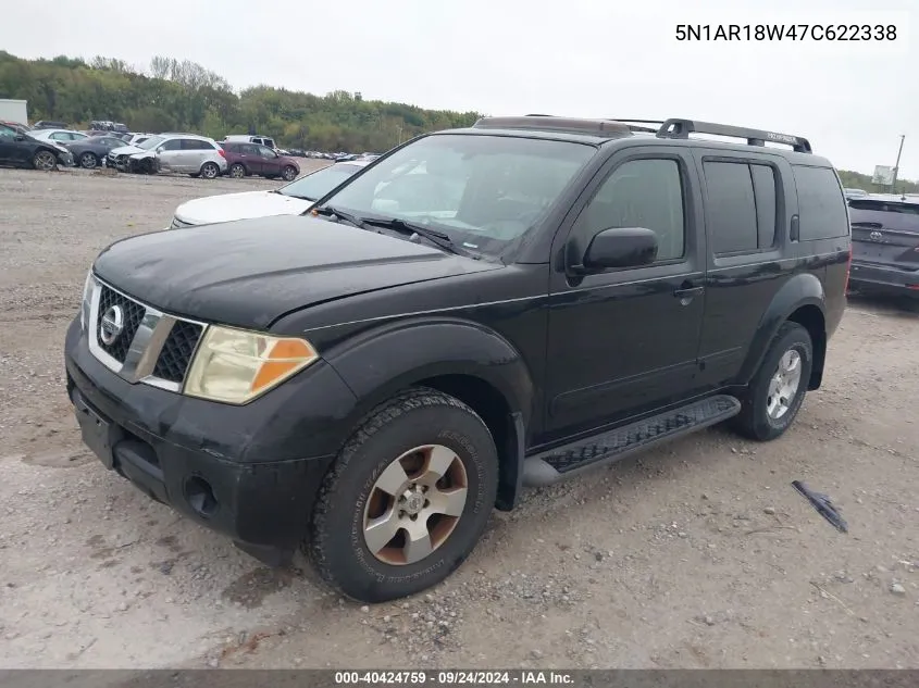 2007 Nissan Pathfinder Se VIN: 5N1AR18W47C622338 Lot: 40424759