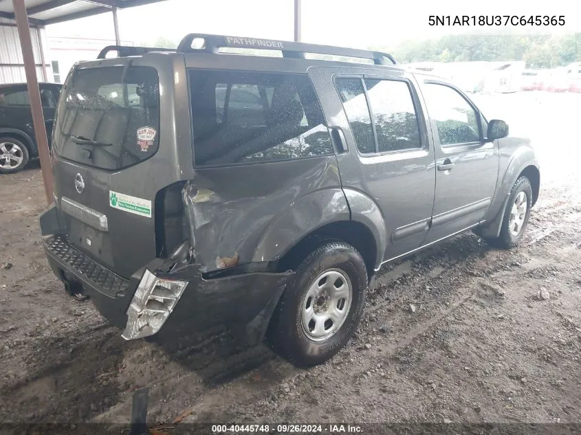 5N1AR18U37C645365 2007 Nissan Pathfinder S