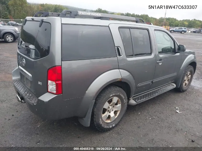 2007 Nissan Pathfinder Se VIN: 5N1AR18W47C633307 Lot: 40455318