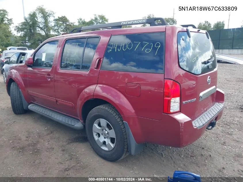 2007 Nissan Pathfinder Se VIN: 5N1AR18W67C633809 Lot: 40501744