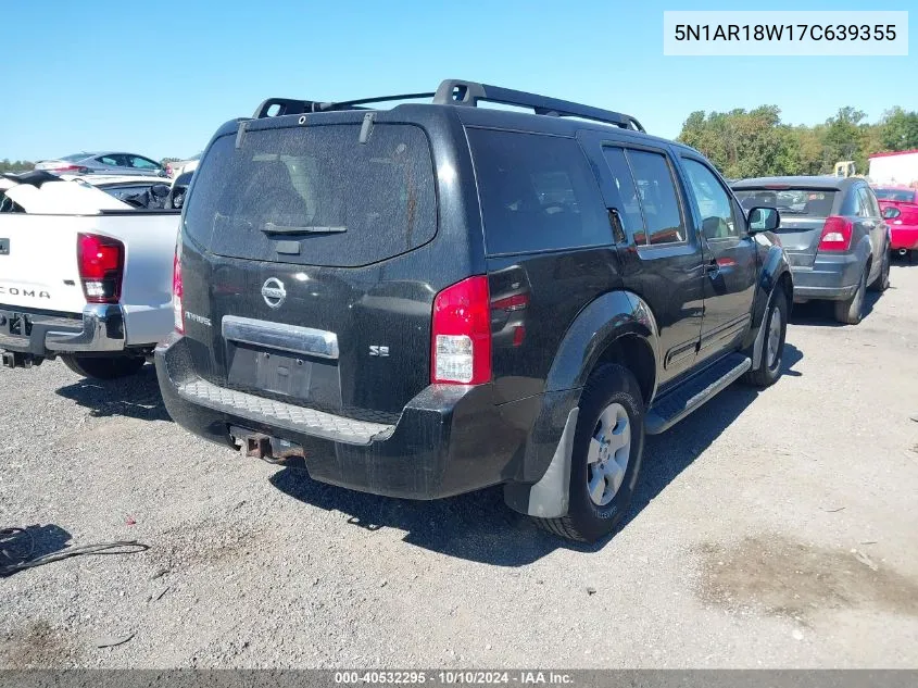 2007 Nissan Pathfinder Se VIN: 5N1AR18W17C639355 Lot: 40532295