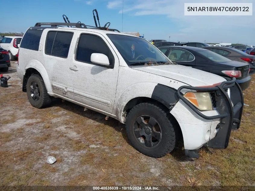 2007 Nissan Pathfinder Se VIN: 5N1AR18W47C609122 Lot: 40535039