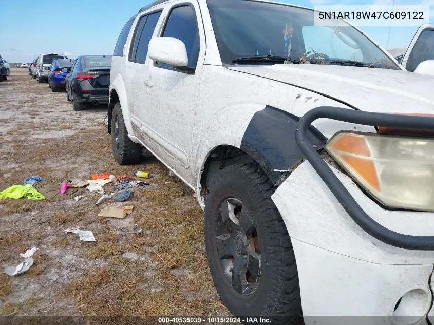 2007 Nissan Pathfinder Se VIN: 5N1AR18W47C609122 Lot: 40535039