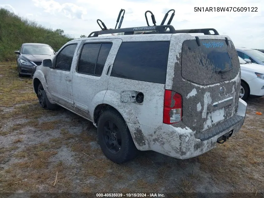 2007 Nissan Pathfinder Se VIN: 5N1AR18W47C609122 Lot: 40535039