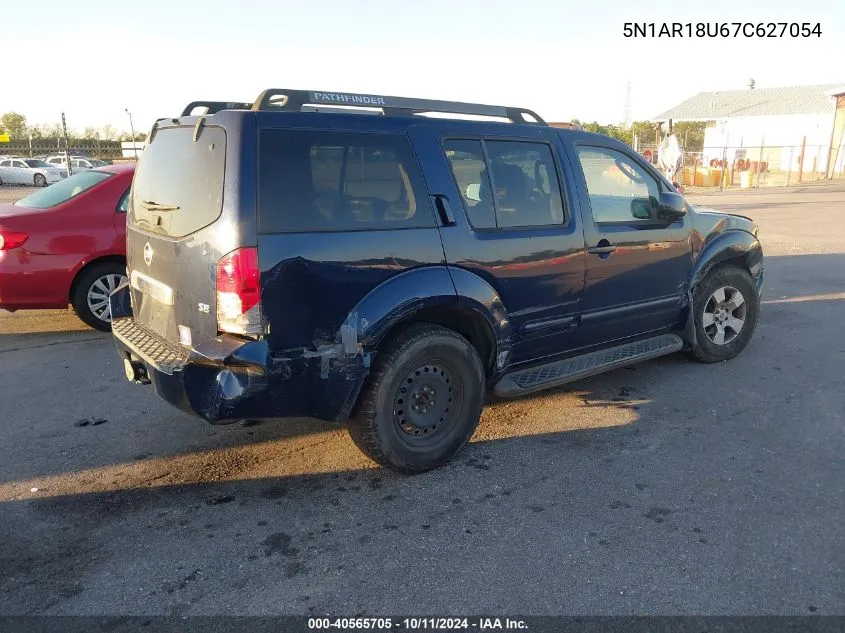 2007 Nissan Pathfinder Se VIN: 5N1AR18U67C627054 Lot: 40565705