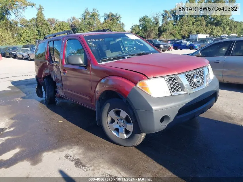 2007 Nissan Pathfinder Le/Se/Xe VIN: 5N1AR18W57C640332 Lot: 40567570