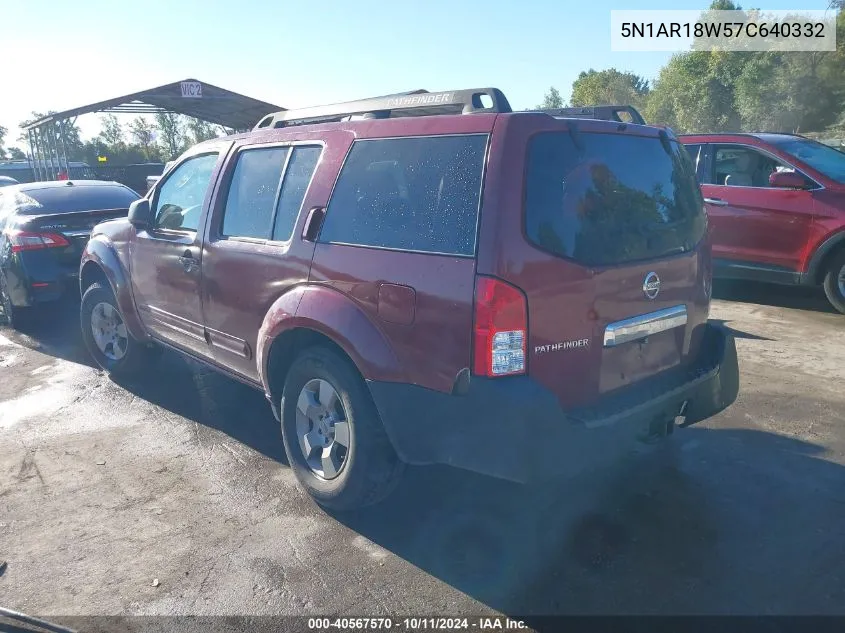 2007 Nissan Pathfinder Le/Se/Xe VIN: 5N1AR18W57C640332 Lot: 40567570