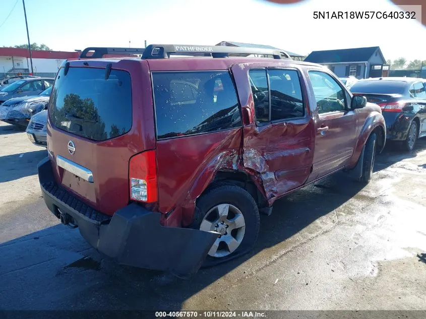 2007 Nissan Pathfinder Le/Se/Xe VIN: 5N1AR18W57C640332 Lot: 40567570