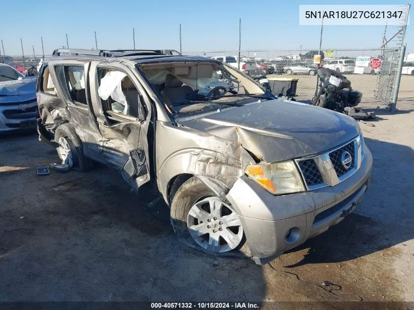 2007 Nissan Pathfinder Le VIN: 5N1AR18U27C621347 Lot: 40571332