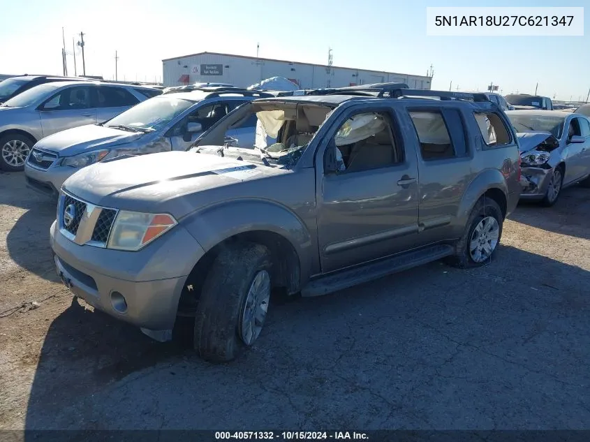 2007 Nissan Pathfinder Le VIN: 5N1AR18U27C621347 Lot: 40571332