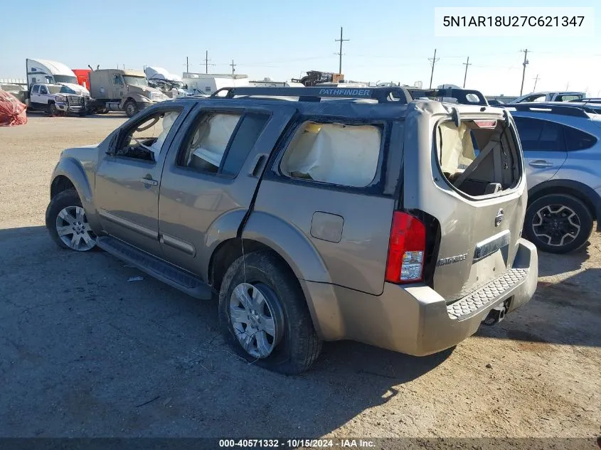 2007 Nissan Pathfinder Le VIN: 5N1AR18U27C621347 Lot: 40571332