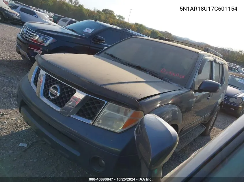 2007 Nissan Pathfinder Le VIN: 5N1AR18U17C601154 Lot: 40690847