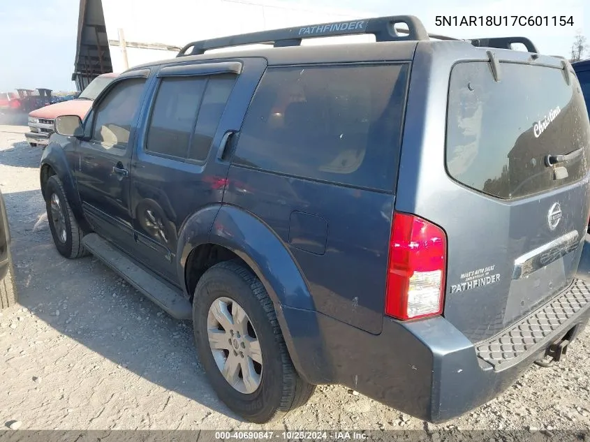 2007 Nissan Pathfinder Le VIN: 5N1AR18U17C601154 Lot: 40690847