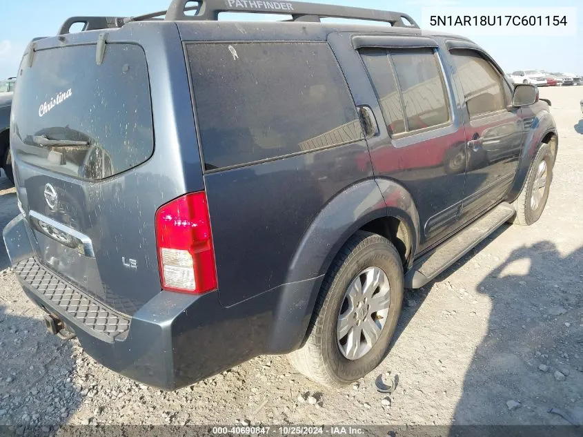 2007 Nissan Pathfinder Le VIN: 5N1AR18U17C601154 Lot: 40690847