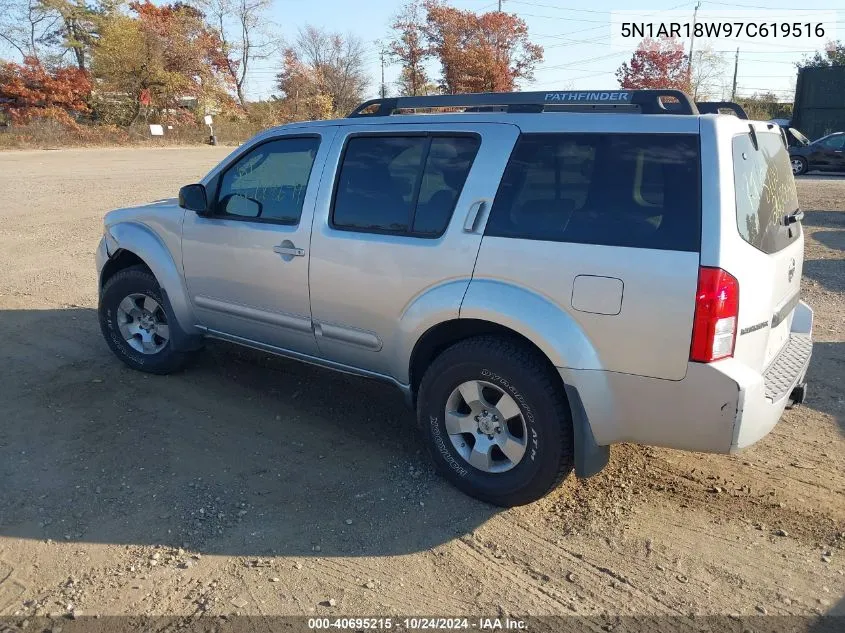 2007 Nissan Pathfinder S VIN: 5N1AR18W97C619516 Lot: 40695215