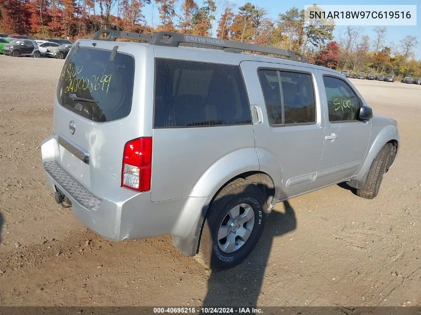 2007 Nissan Pathfinder S VIN: 5N1AR18W97C619516 Lot: 40695215