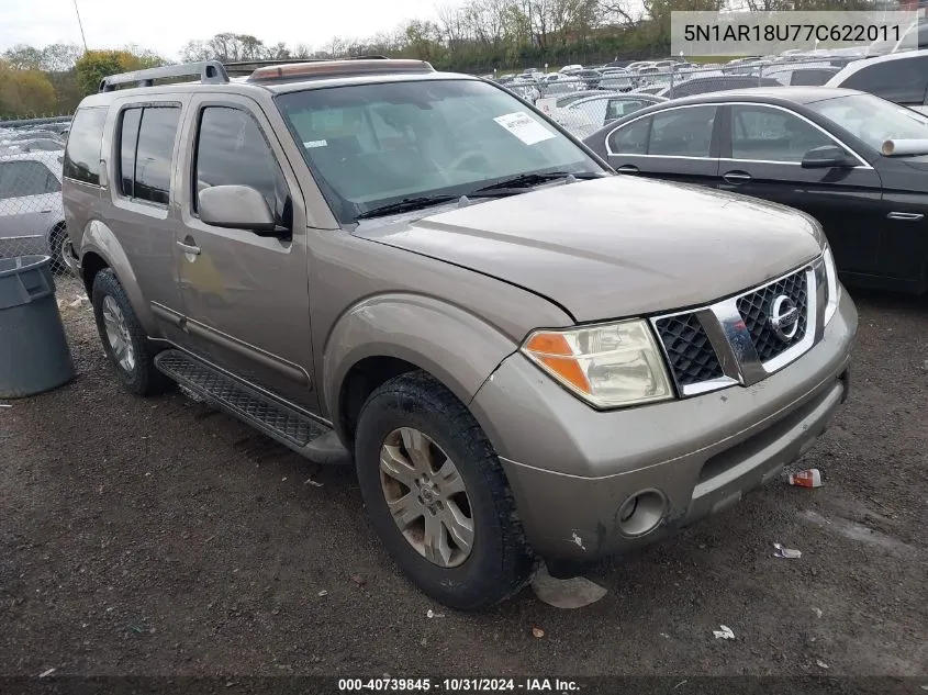 2007 Nissan Pathfinder Le VIN: 5N1AR18U77C622011 Lot: 40739845