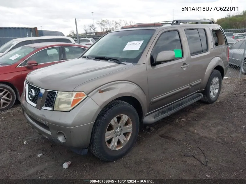 2007 Nissan Pathfinder Le VIN: 5N1AR18U77C622011 Lot: 40739845