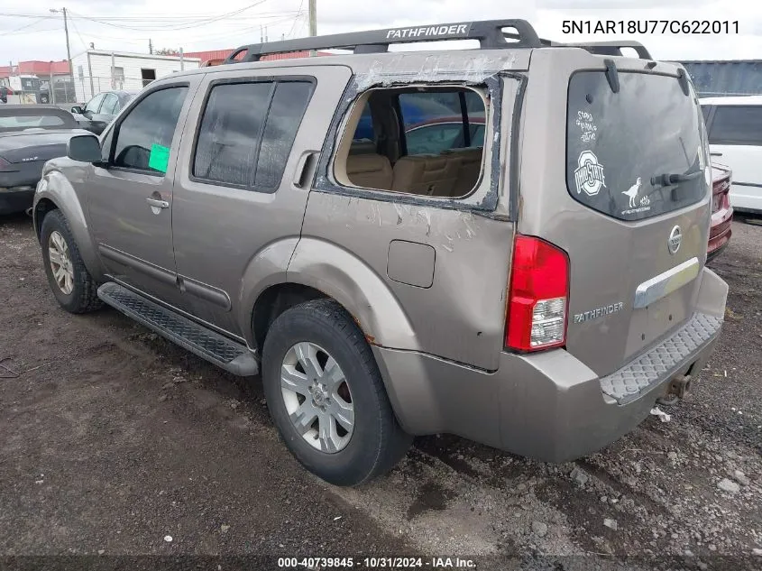 2007 Nissan Pathfinder Le VIN: 5N1AR18U77C622011 Lot: 40739845