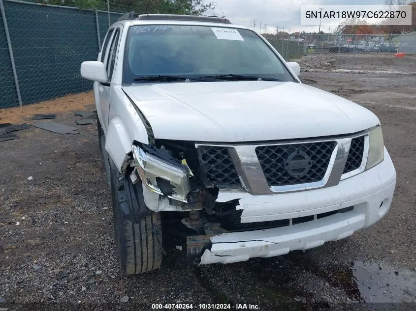 2007 Nissan Pathfinder Le VIN: 5N1AR18W97C622870 Lot: 40740264