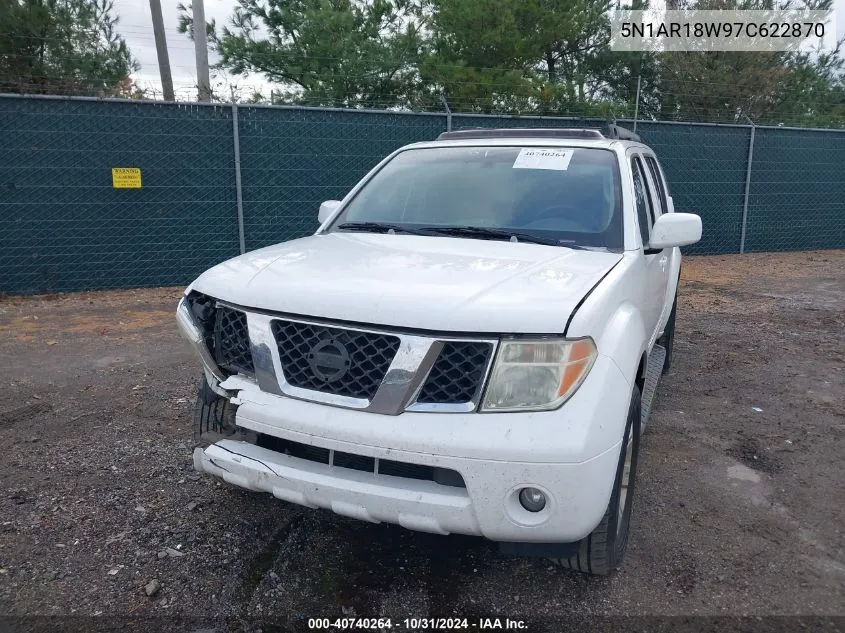 2007 Nissan Pathfinder Le VIN: 5N1AR18W97C622870 Lot: 40740264